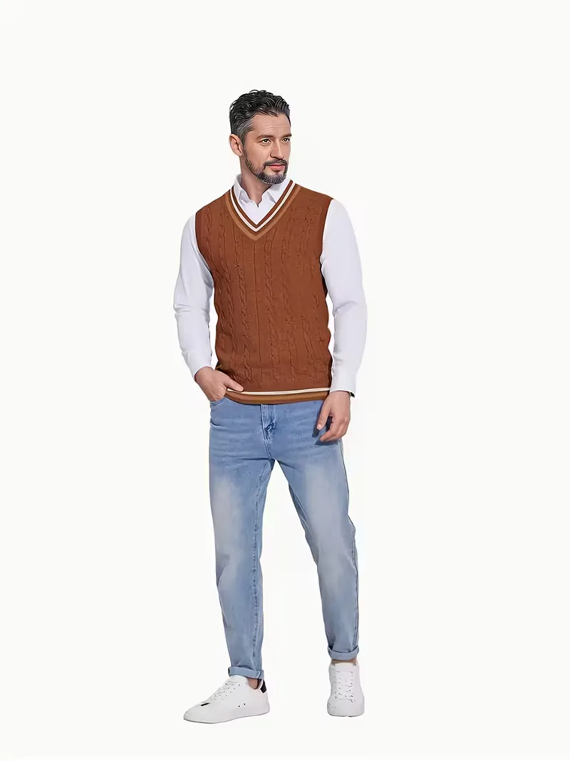 Mouwloos gebreid vest met V-hals - Image 12