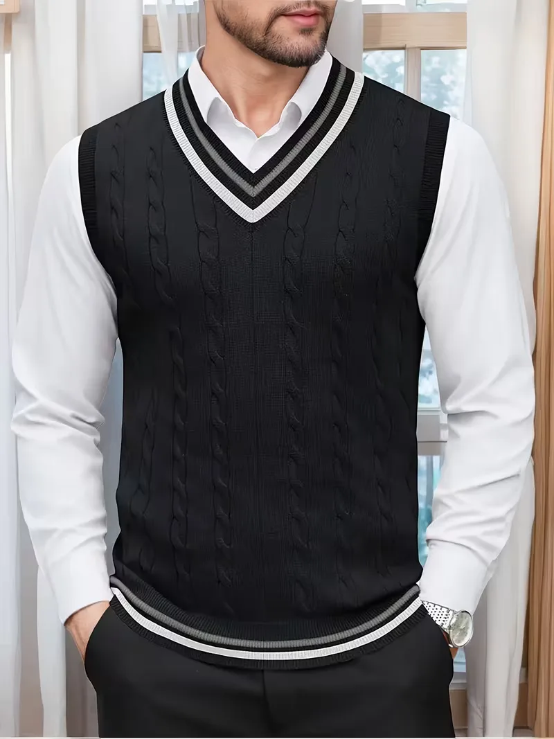 Mouwloos gebreid vest met V-hals - Image 16