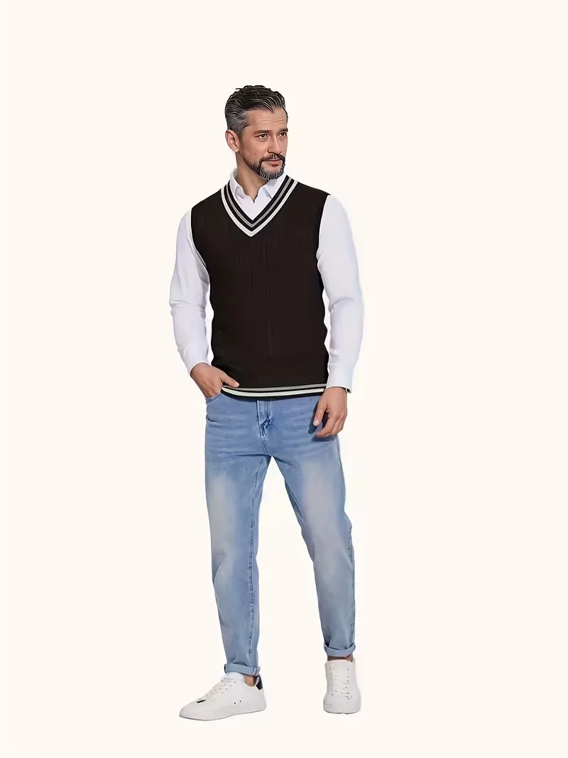Mouwloos gebreid vest met V-hals - Image 17