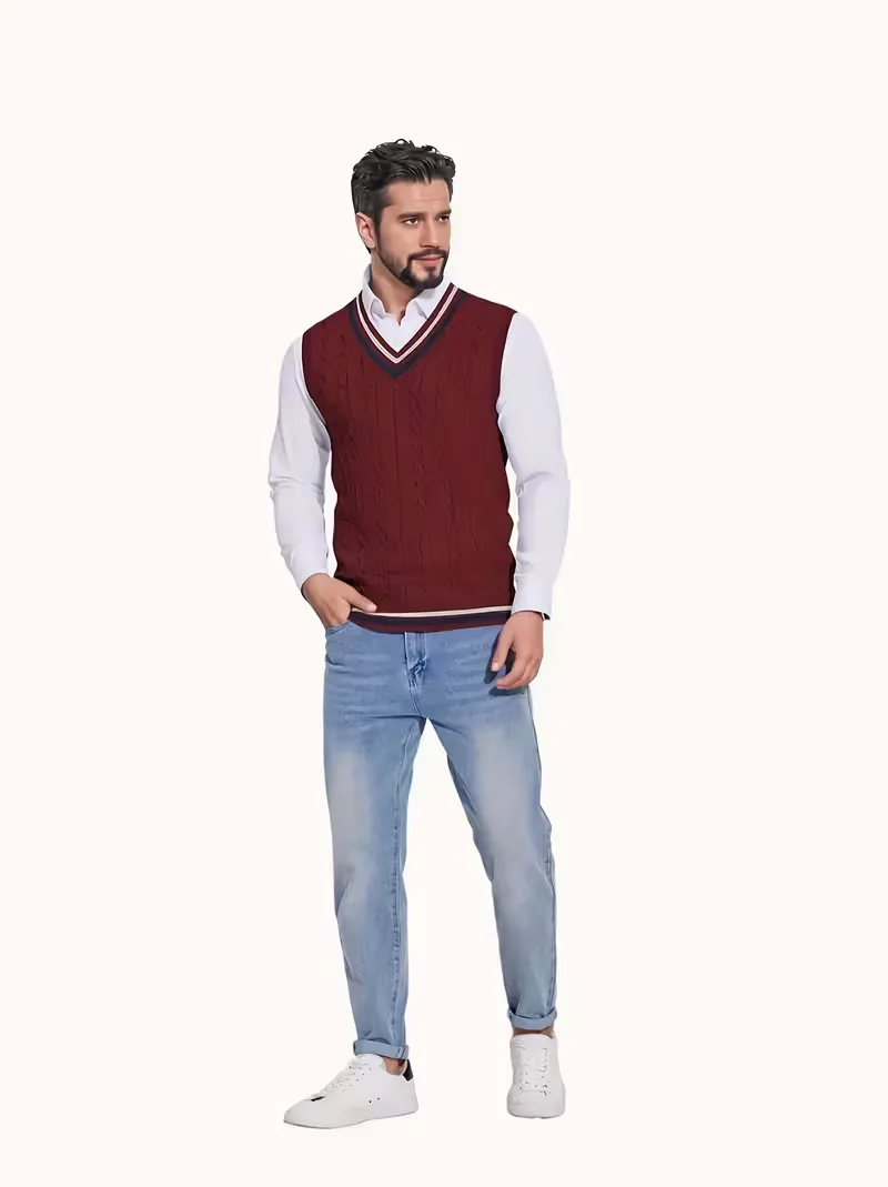 Mouwloos gebreid vest met V-hals - Image 22