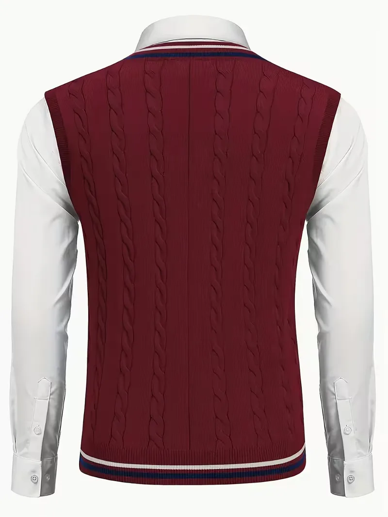 Mouwloos gebreid vest met V-hals - Image 23
