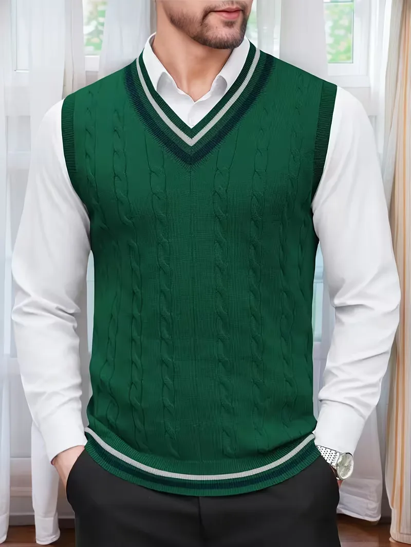 Mouwloos gebreid vest met V-hals - Image 26
