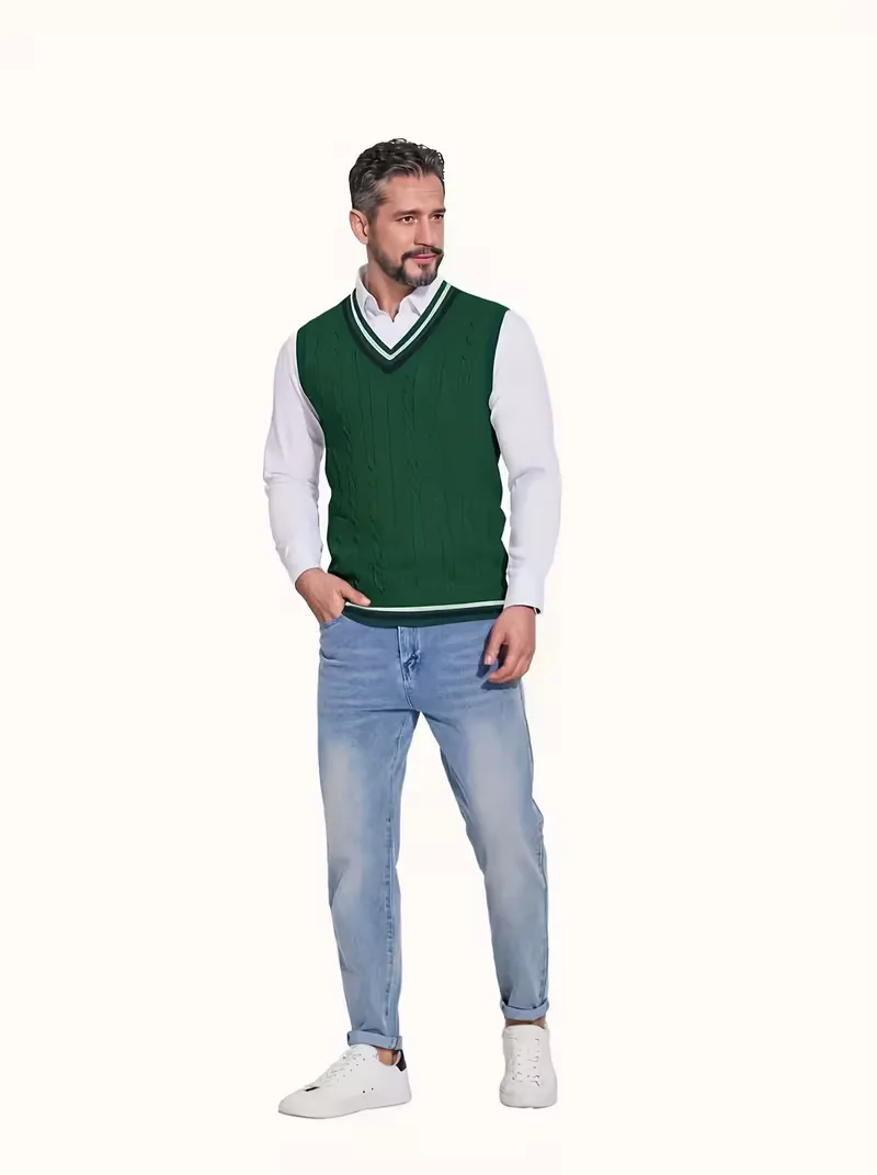 Mouwloos gebreid vest met V-hals - Image 27