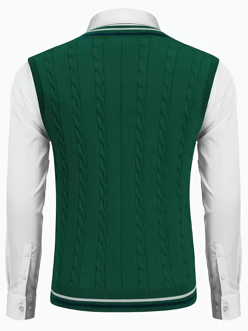 Mouwloos gebreid vest met V-hals - Image 28