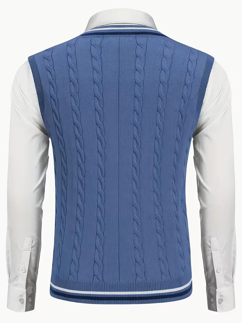 Mouwloos gebreid vest met V-hals - Image 3