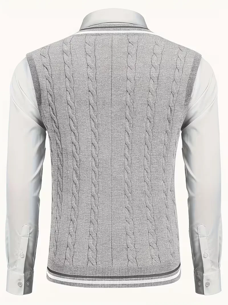 Mouwloos gebreid vest met V-hals - Image 33