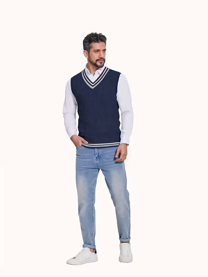Mouwloos gebreid vest met V-hals - Image 37