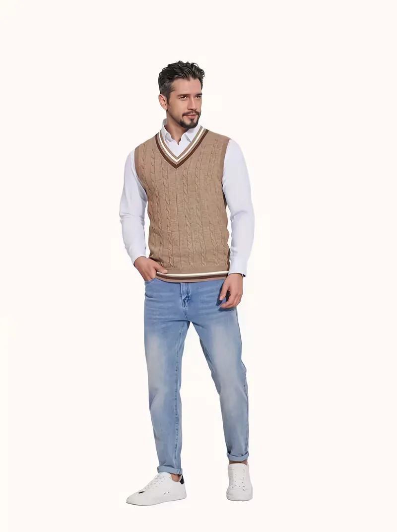 Mouwloos gebreid vest met V-hals - Image 42