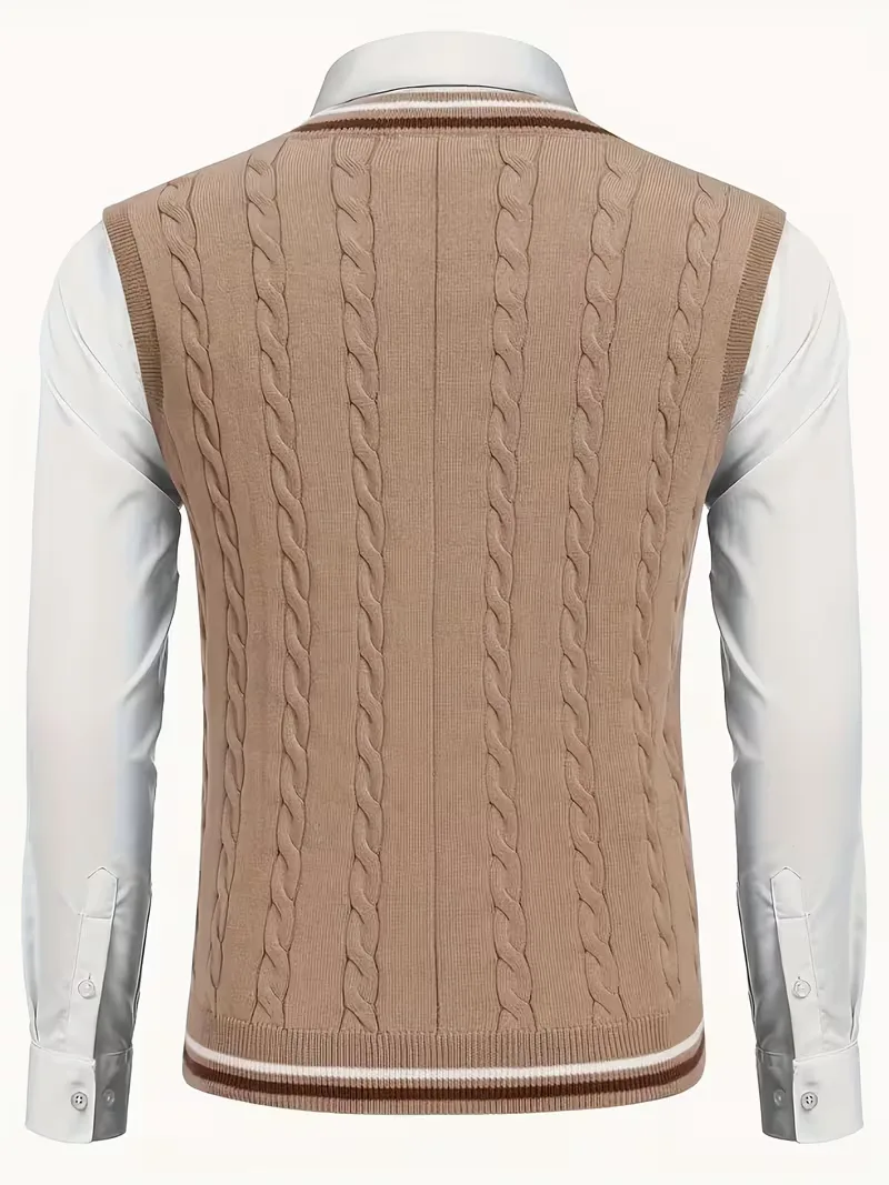 Mouwloos gebreid vest met V-hals - Image 43
