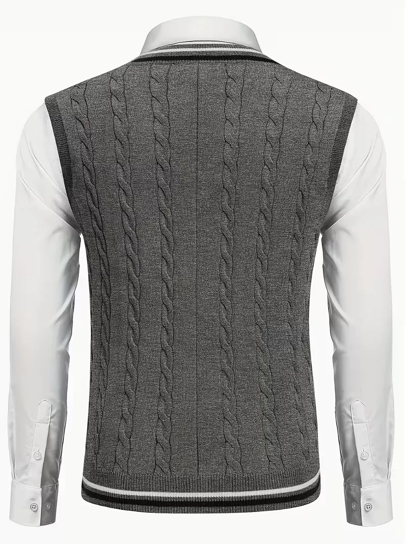 Mouwloos gebreid vest met V-hals - Image 8
