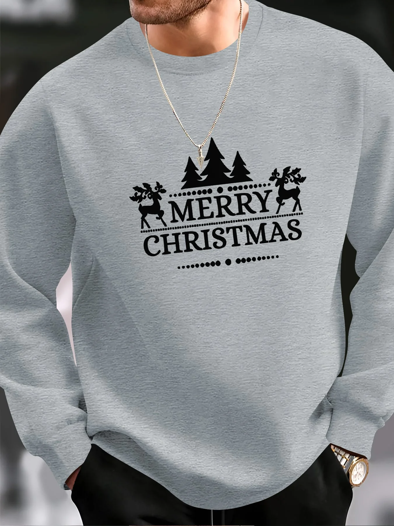 Niels | Heren casual kersttrui met merry christmas print - Image 2