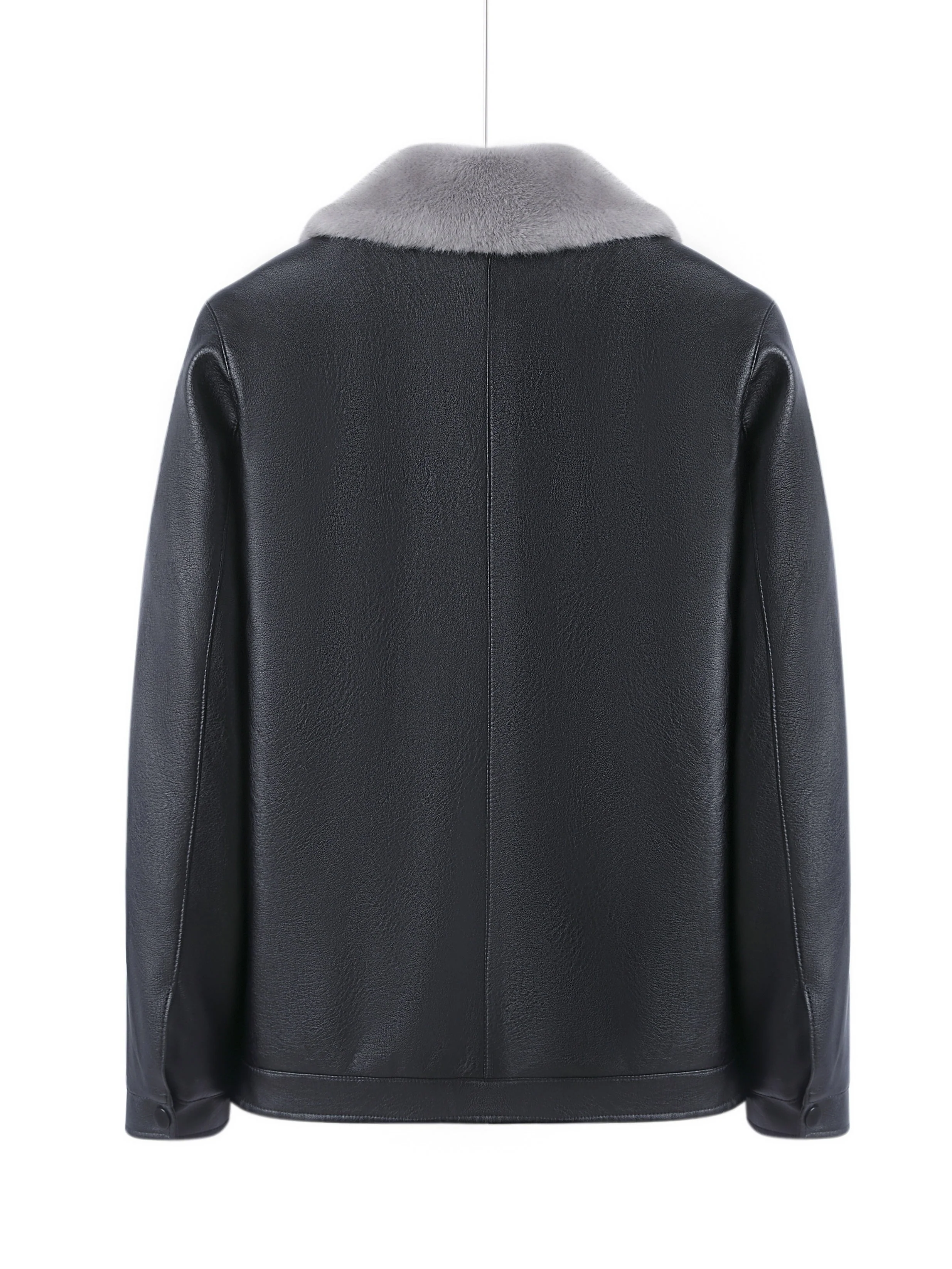 Niels | Warm fleece PU-jack in effen kleur - Image 2