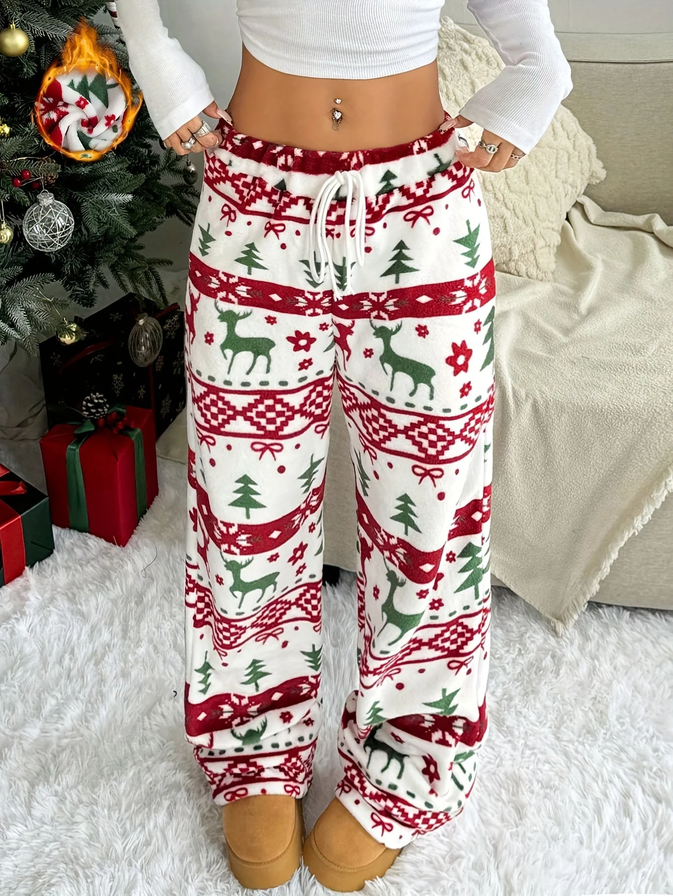 Nina | Casual kerstbroek met trekkoord taille - Image 2