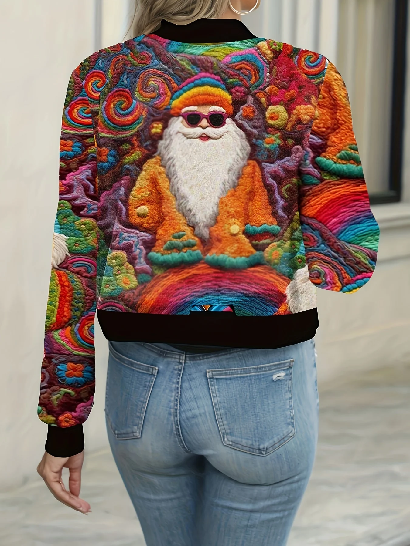 Nina | Casual kerstprint bomberjack met lange mouw en rits - Image 9
