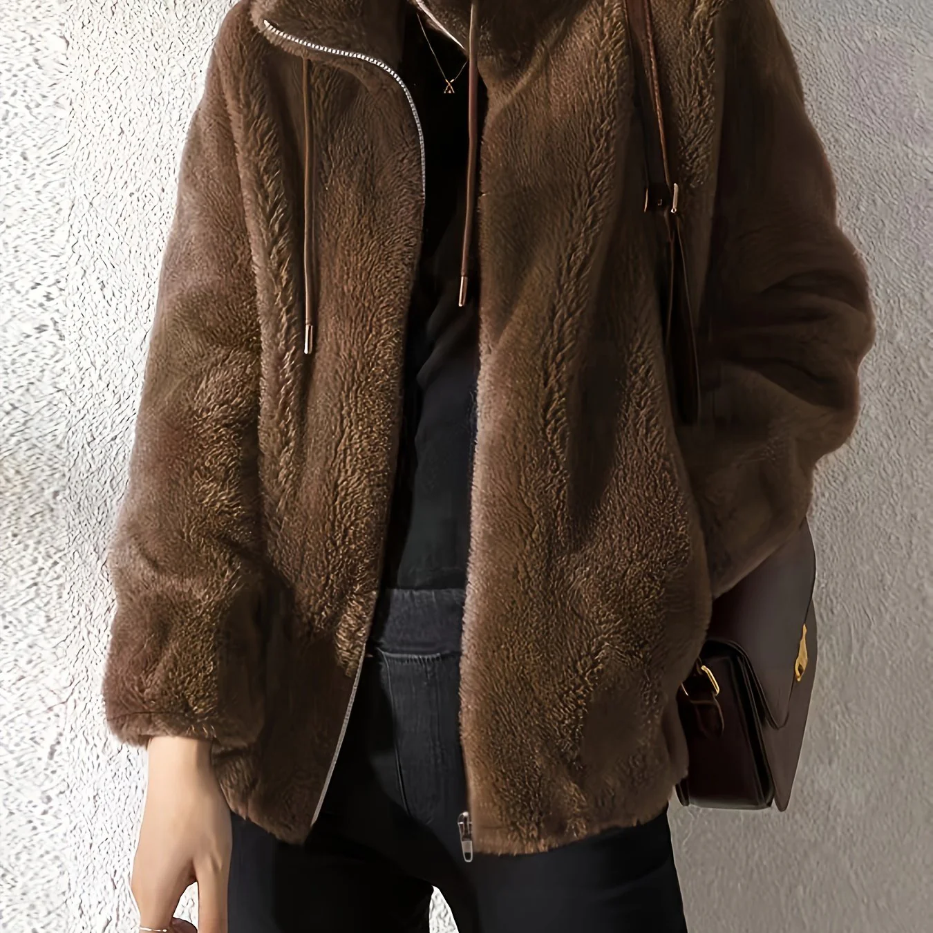 Nina | Casual warme teddyjas met trekkoord en rits - Image 12
