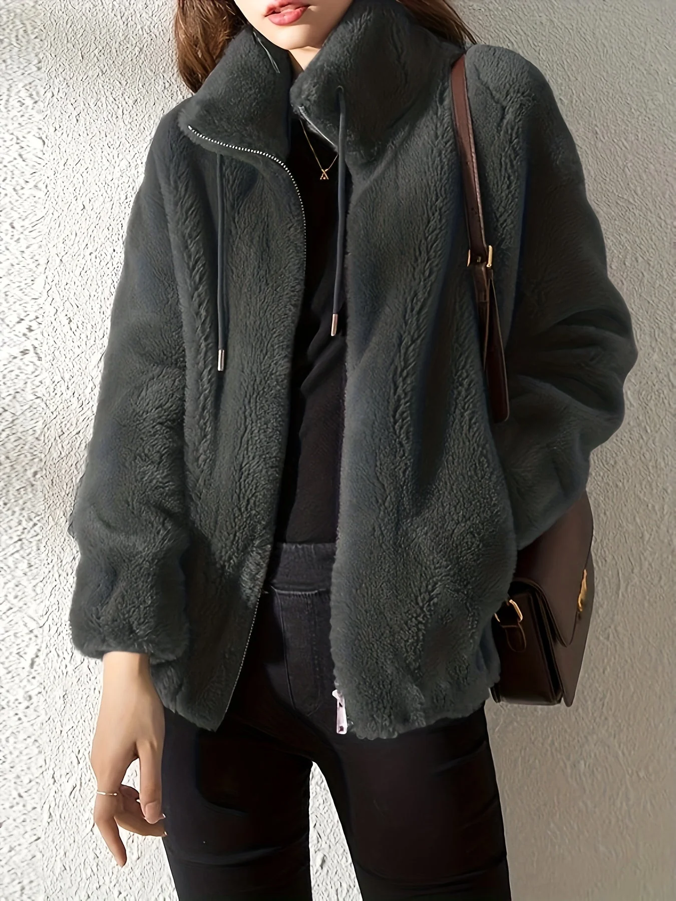 Nina | Casual warme teddyjas met trekkoord en rits - Image 18