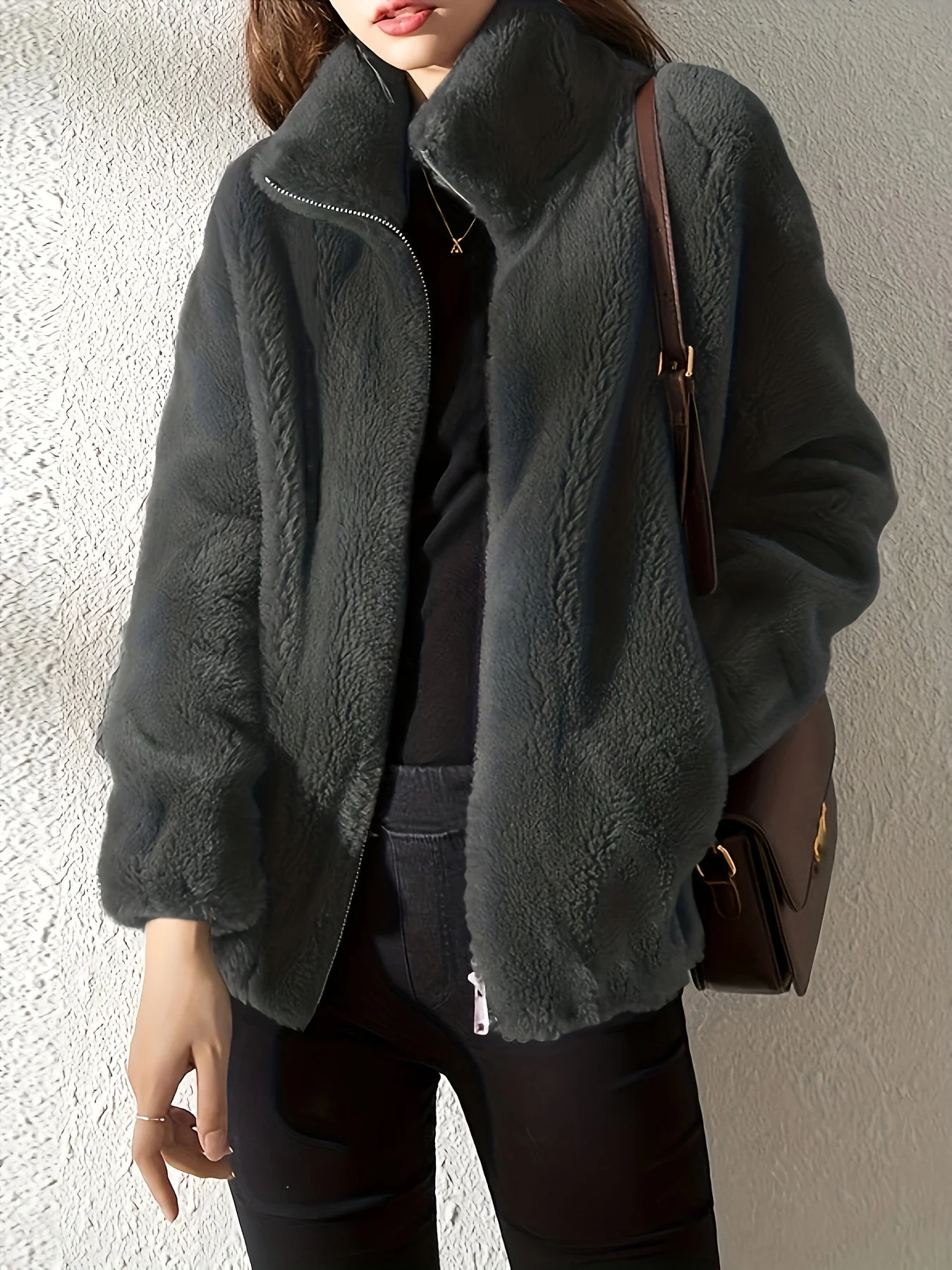 Nina | Casual warme teddyjas met trekkoord en rits - Image 23