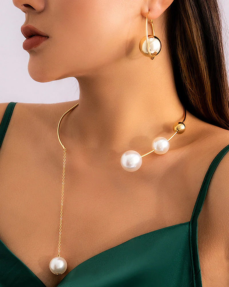 Nina | Claviculeketting met nep parel - Image 5