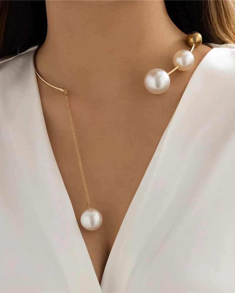 Nina | Claviculeketting met nep parel - Image 6
