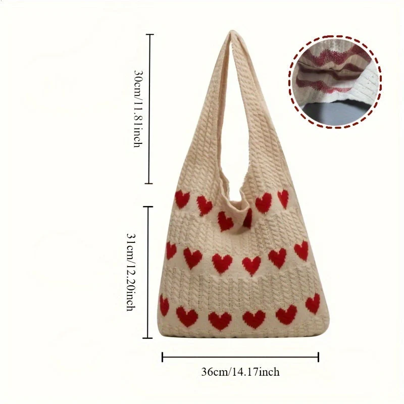 Nina | Gebreide hartpatroon shopper-tas - Image 5