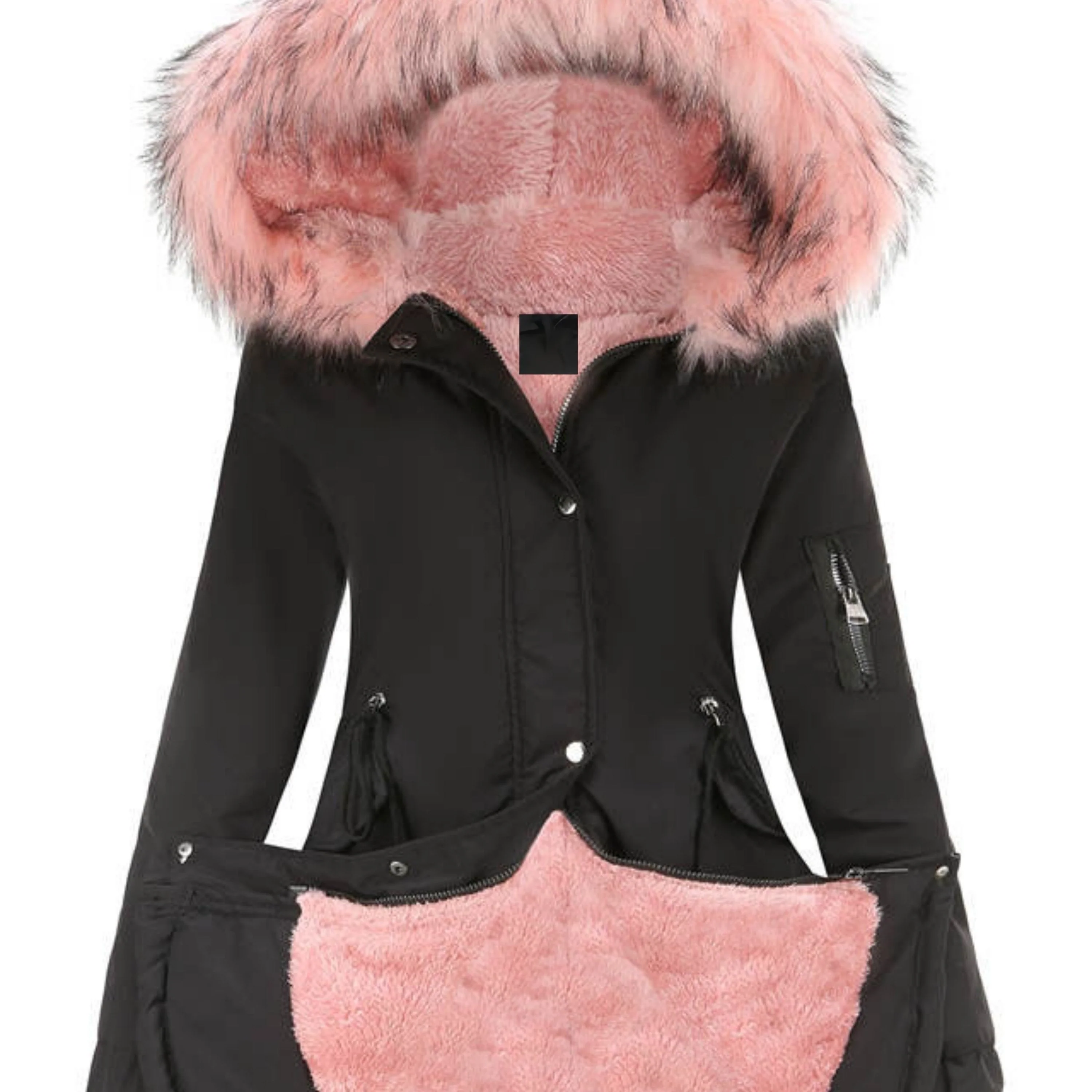 Nina | Ritsbare fuzzy hoodie parka jas - Image 10