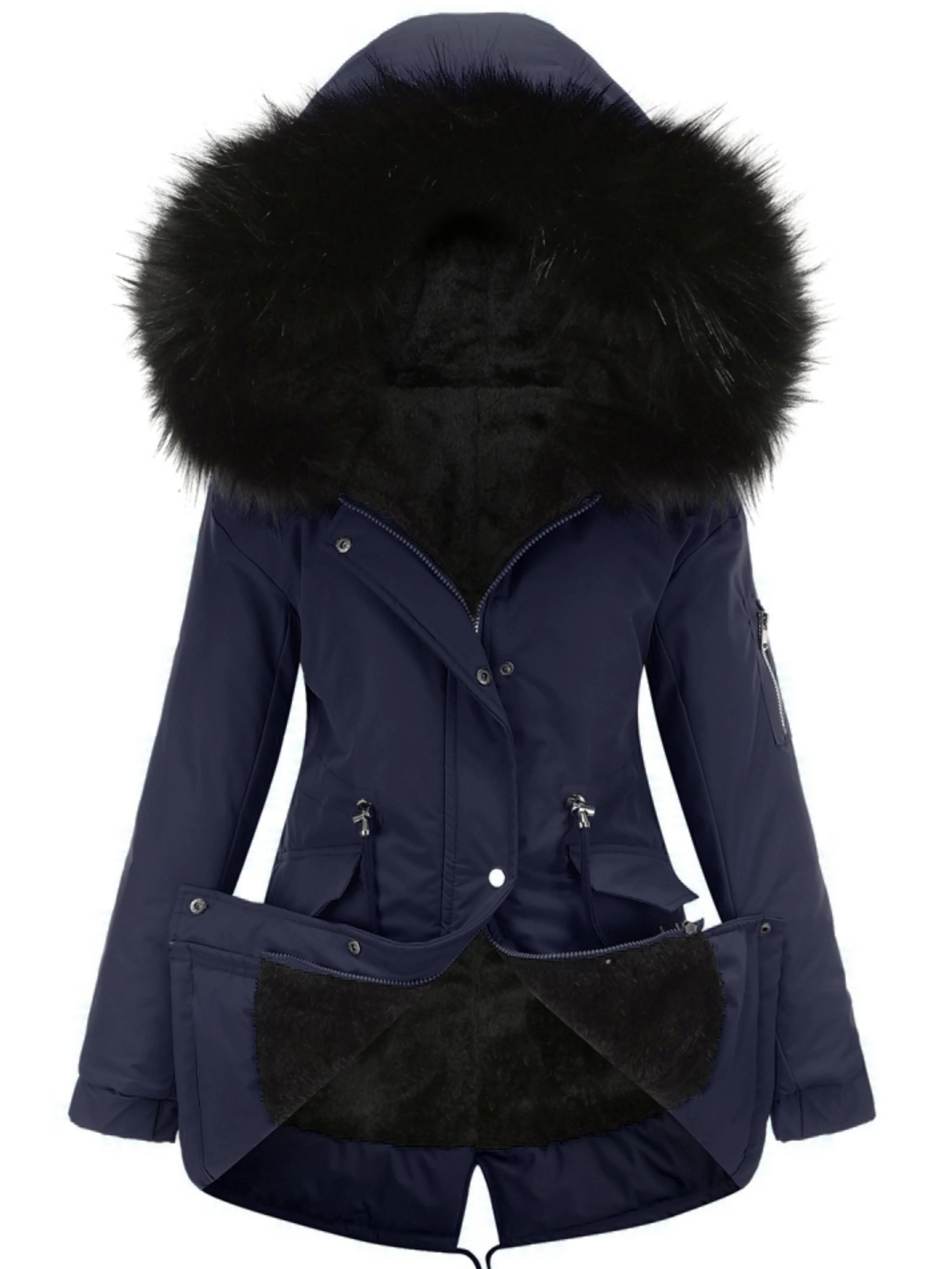 Nina | Ritsbare fuzzy hoodie parka jas - Image 14