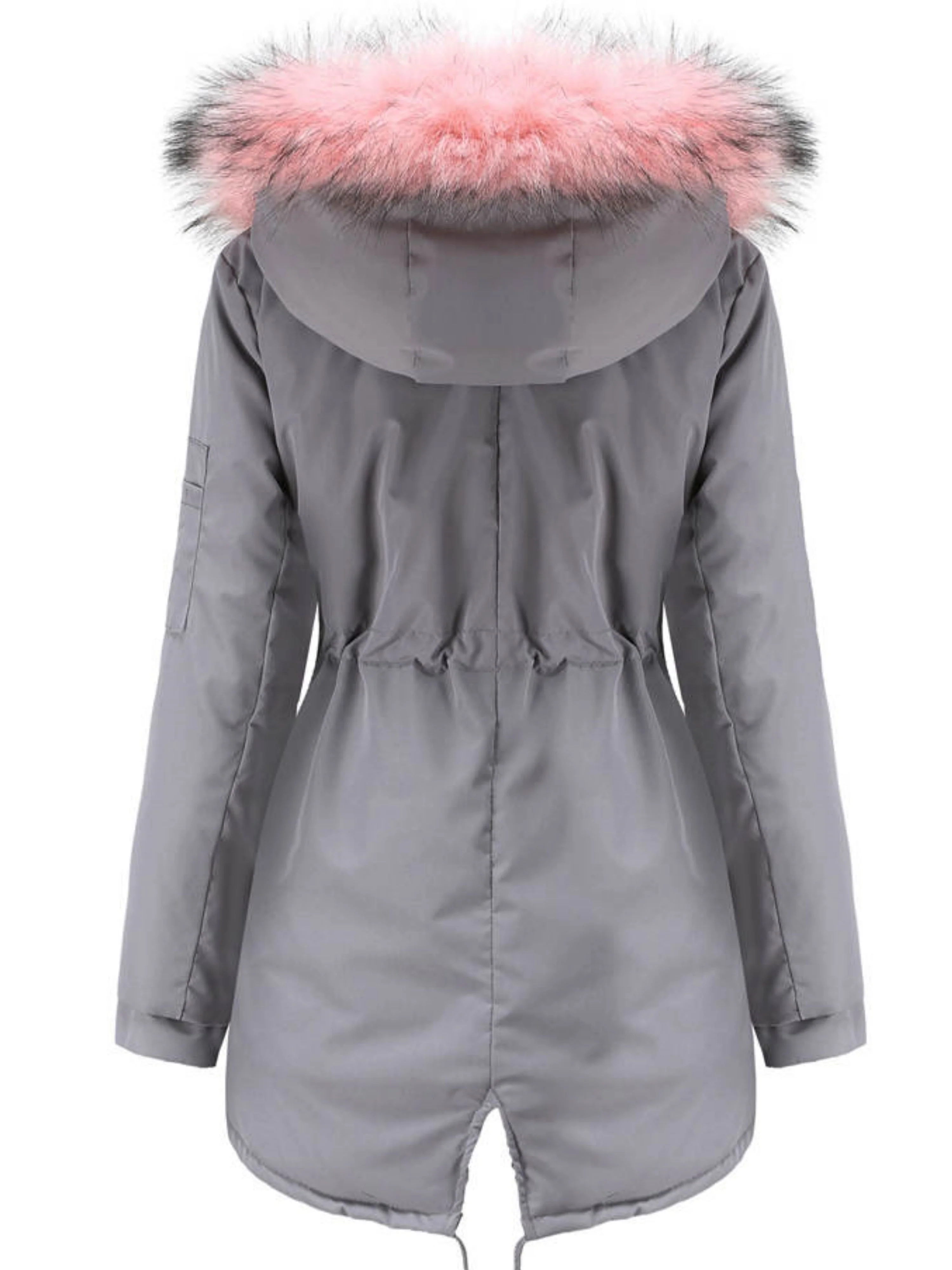 Nina | Ritsbare fuzzy hoodie parka jas - Image 2