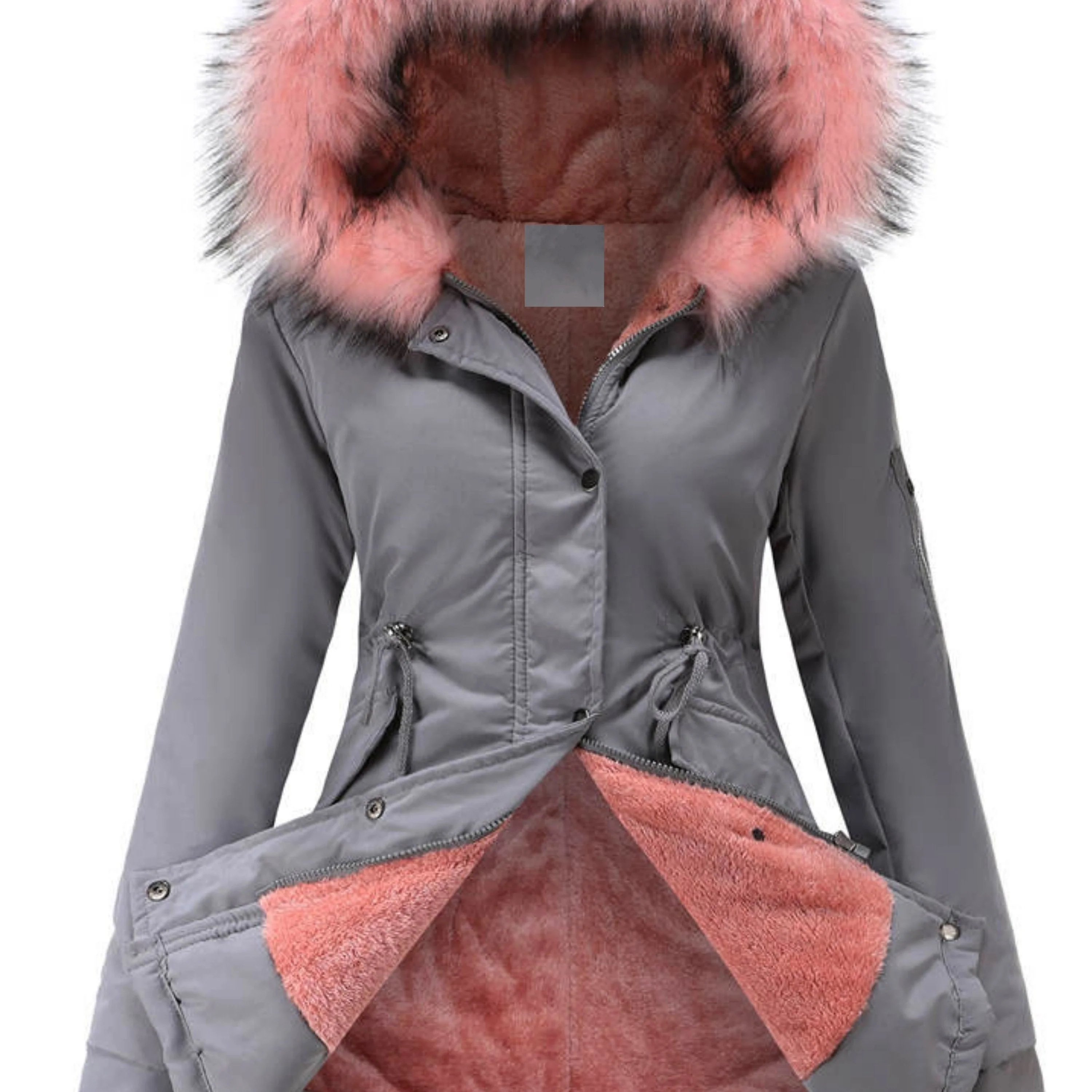Nina | Ritsbare fuzzy hoodie parka jas - Image 3