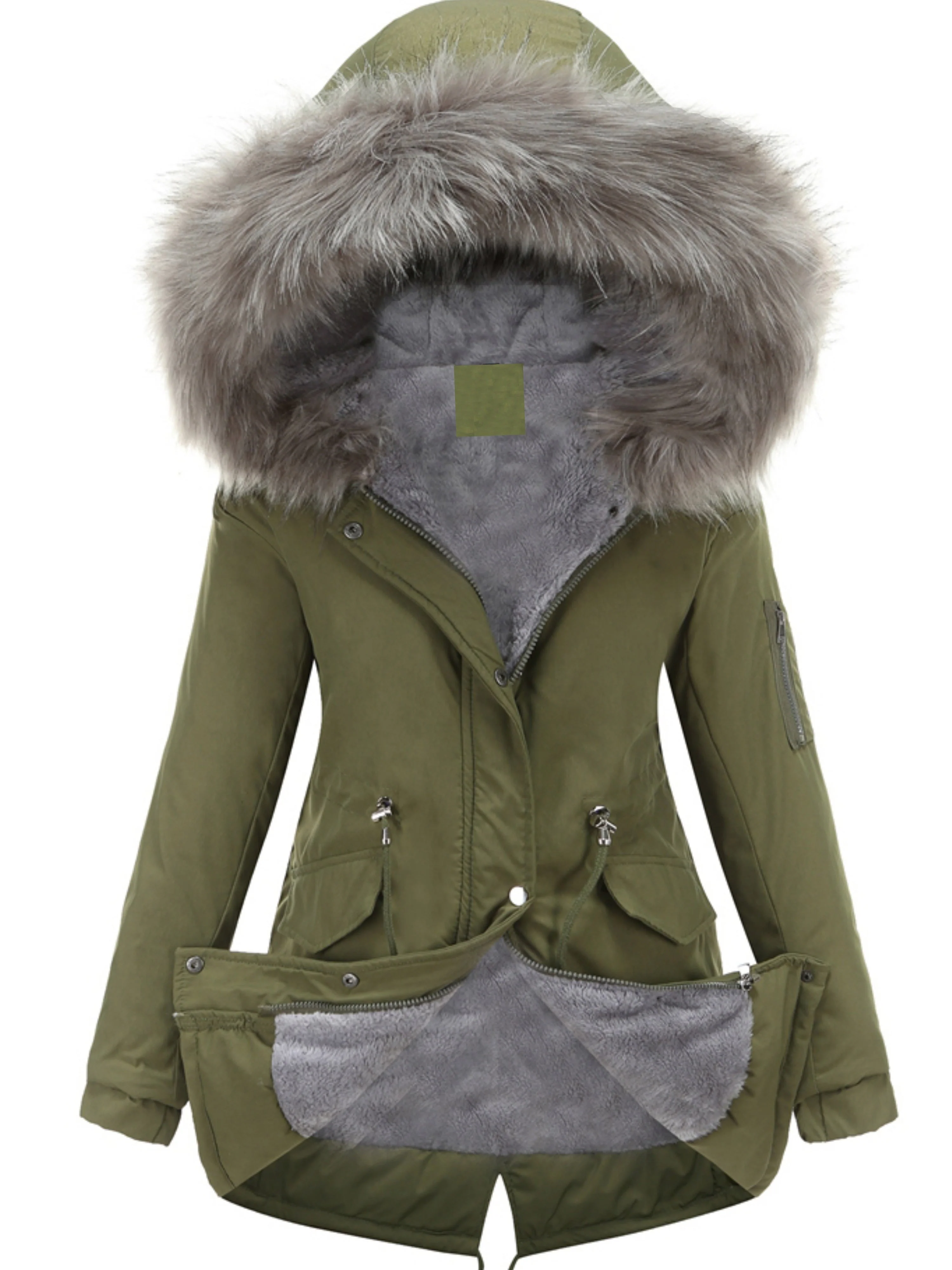 Nina | Ritsbare fuzzy hoodie parka jas - Image 7