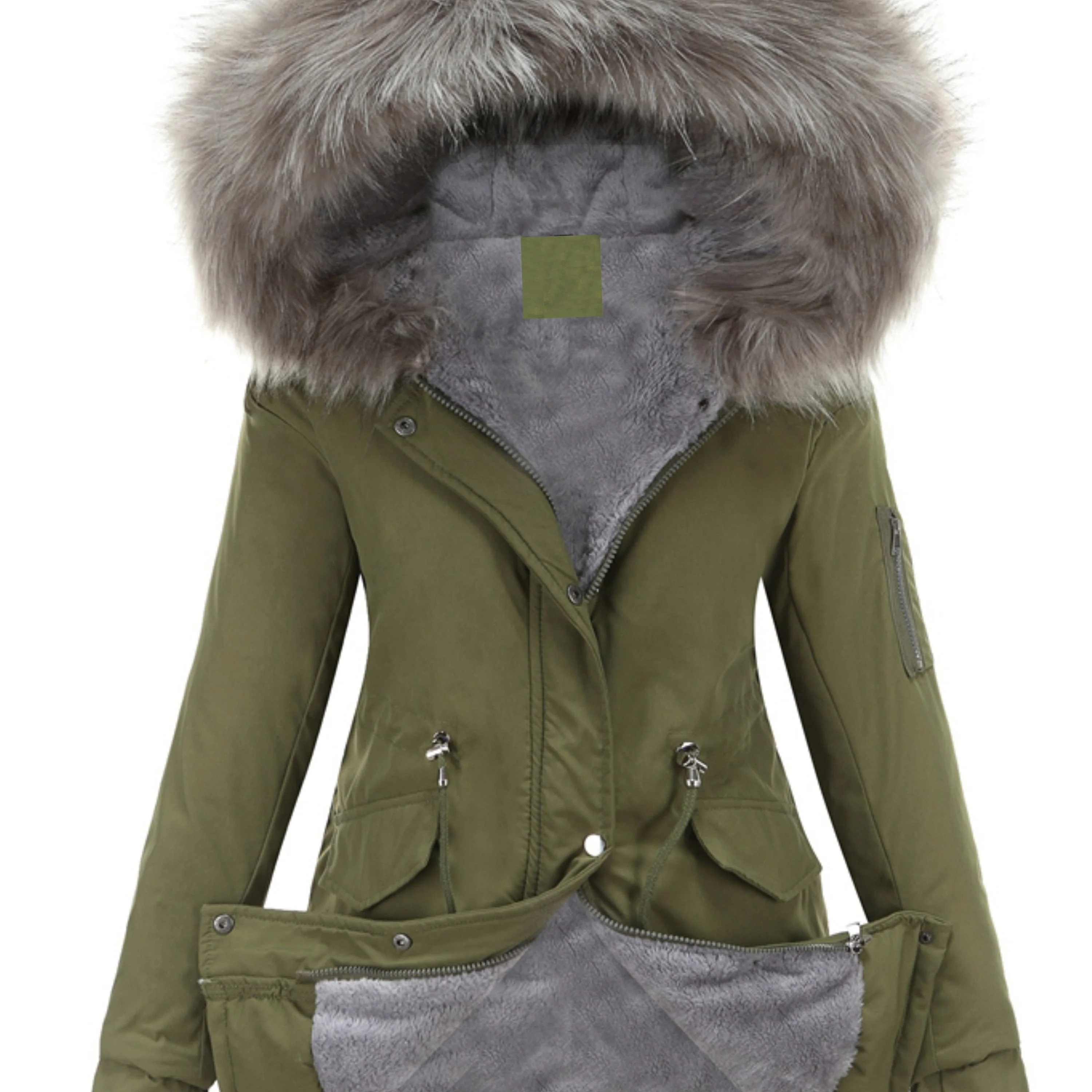 Nina | Ritsbare fuzzy hoodie parka jas - Image 9