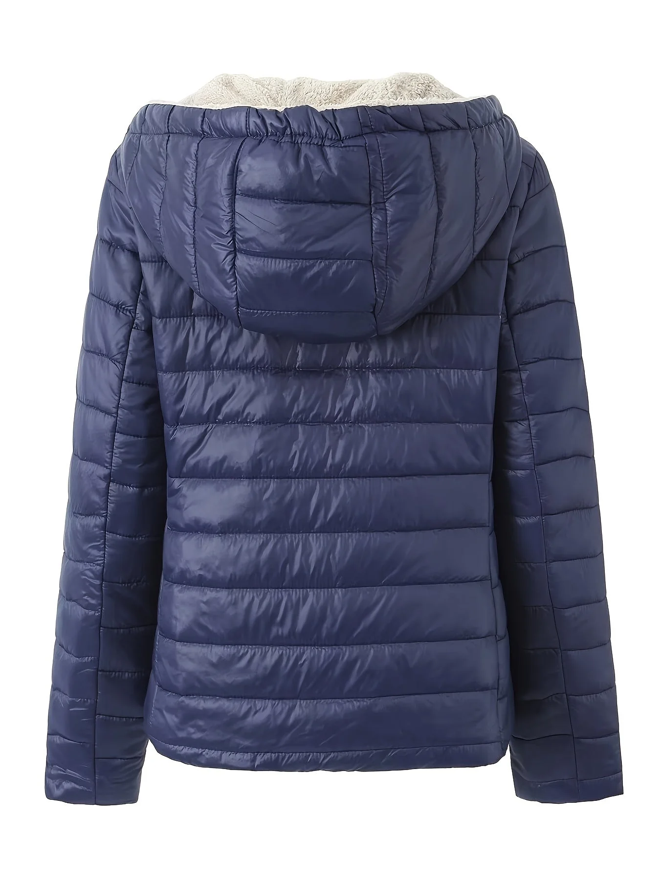 Nina | Warme puffy jas met rits en imitatiefbont voering - Image 3