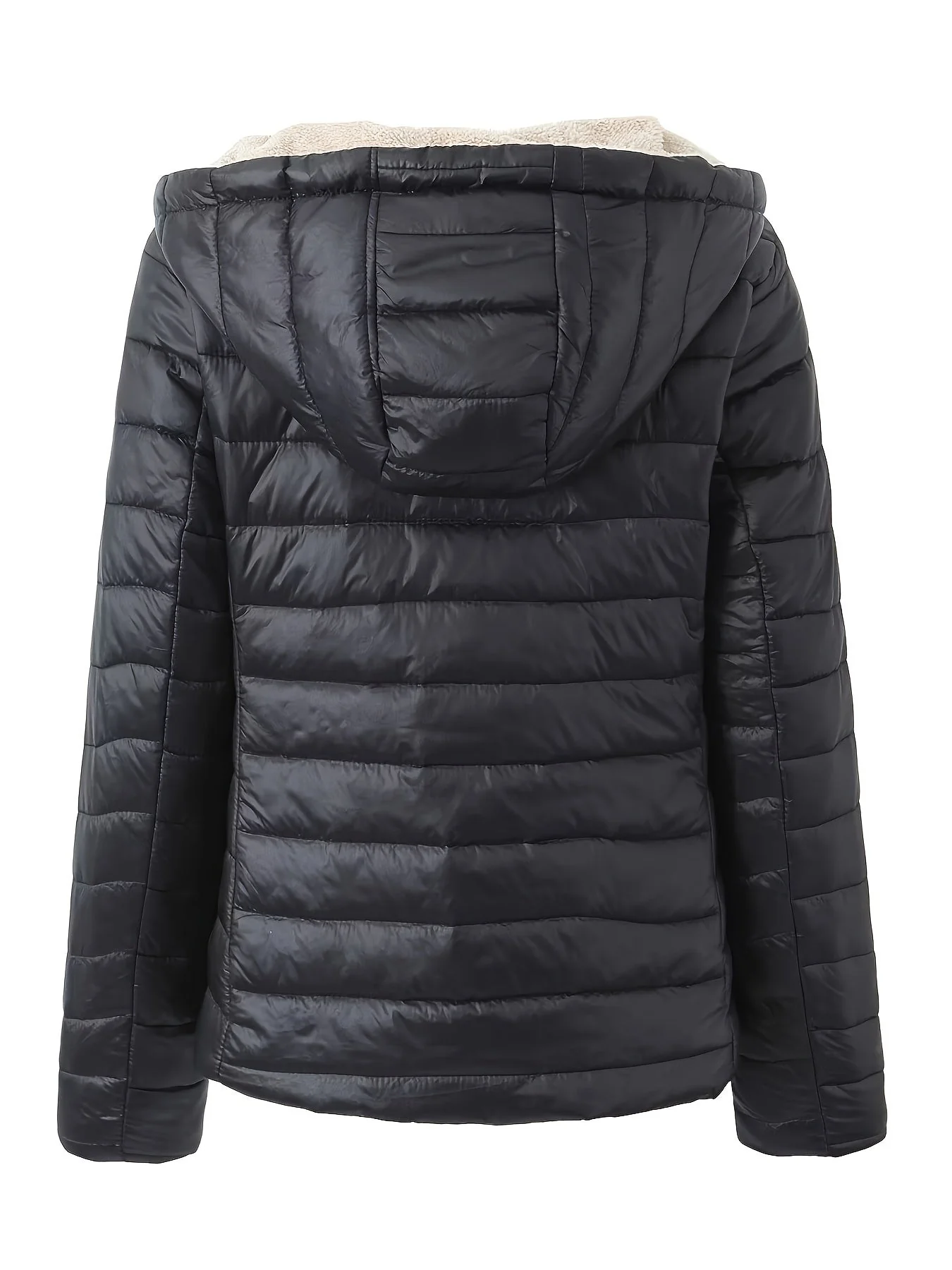 Nina | Warme puffy jas met rits en imitatiefbont voering - Image 4