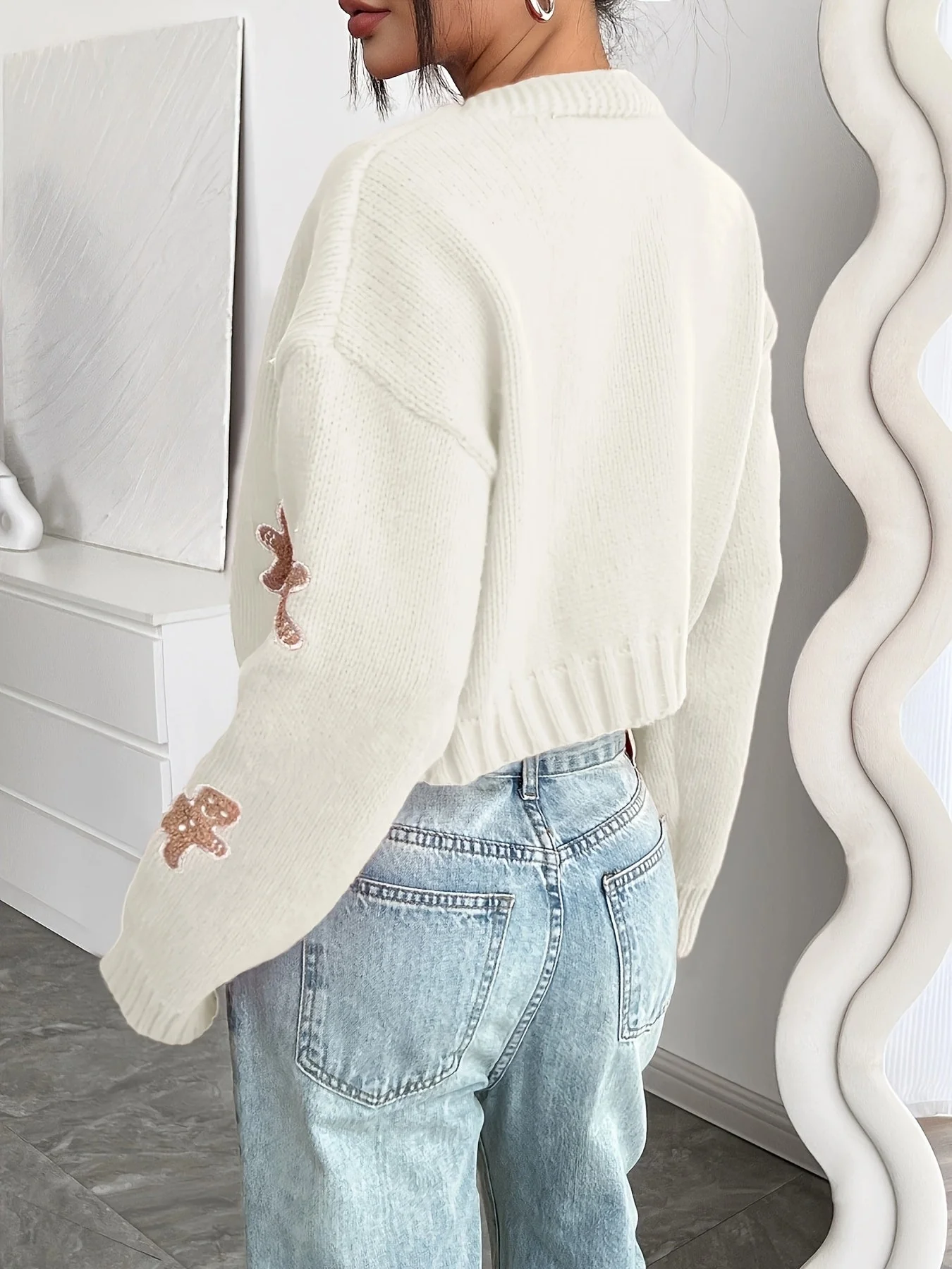Noa | Elegante gebreide cardigan met gingerbread borduursel - Image 4