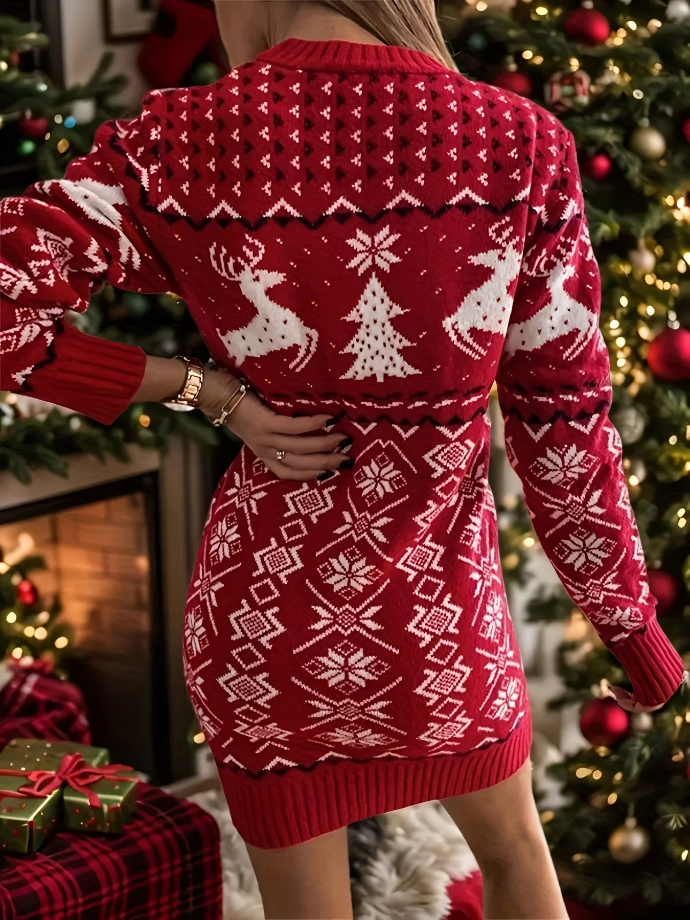 Noa | Elegante kersttrui-jurk met lange mouwen - Image 5