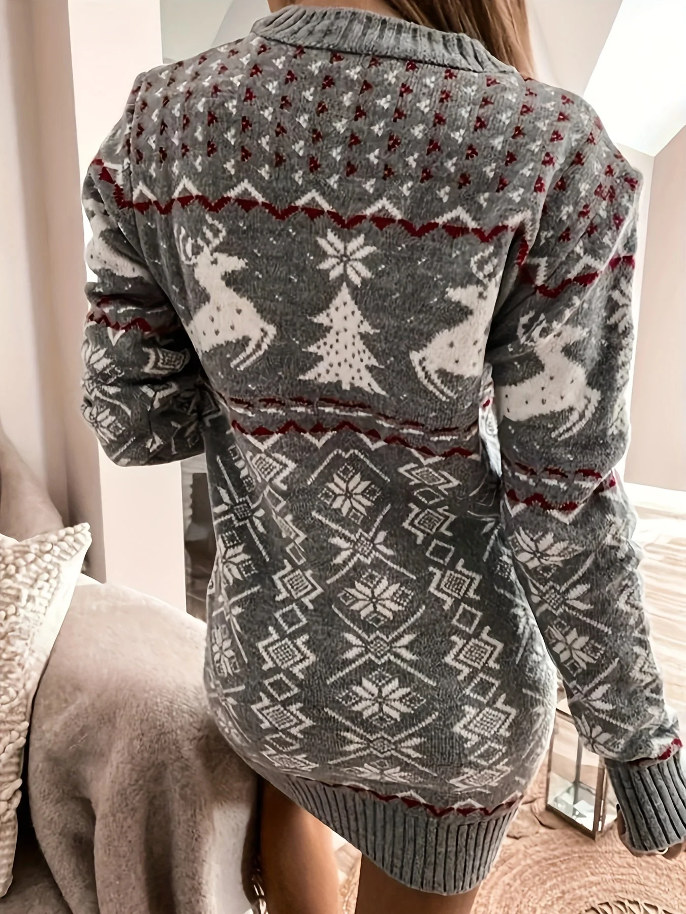Noa | Elegante kersttrui-jurk met lange mouwen - Image 7