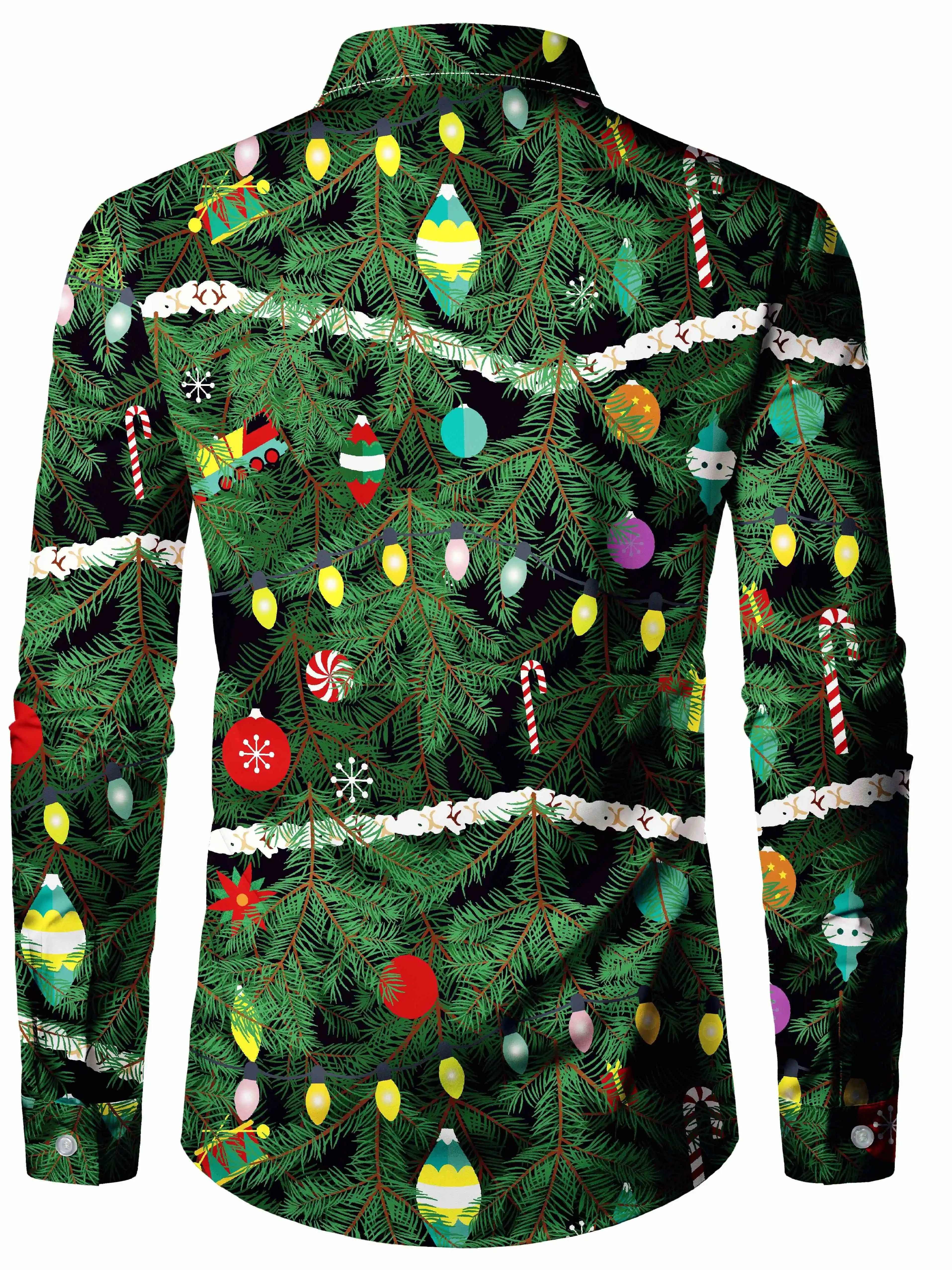 Noah | Kerstboomprint herenoverhemd met lange mouwen - Image 2