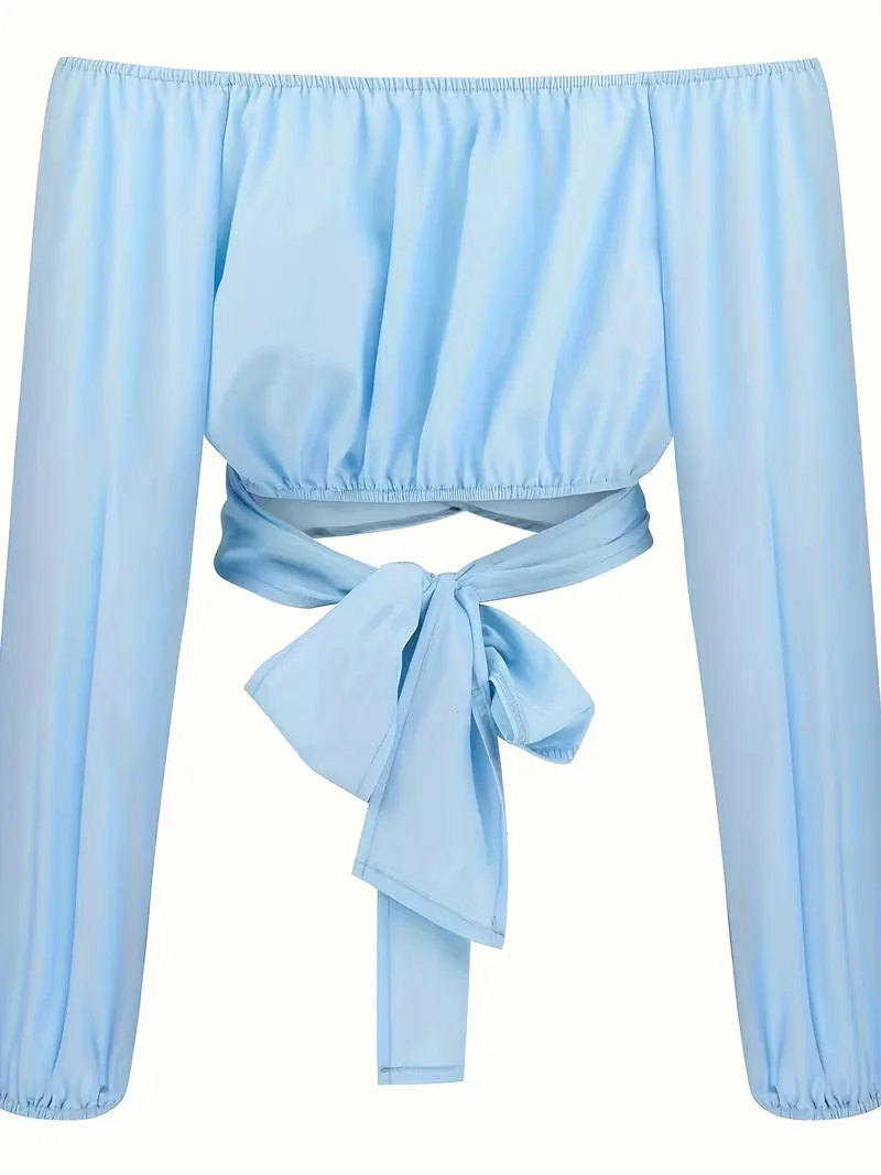 Off shoulder blouse met strik - Image 2