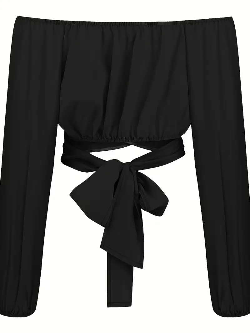 Off shoulder blouse met strik - Image 6