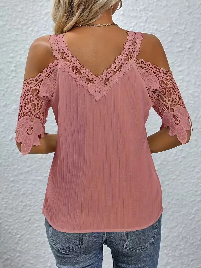 off-shoulder T-shirt met kant - Image 15