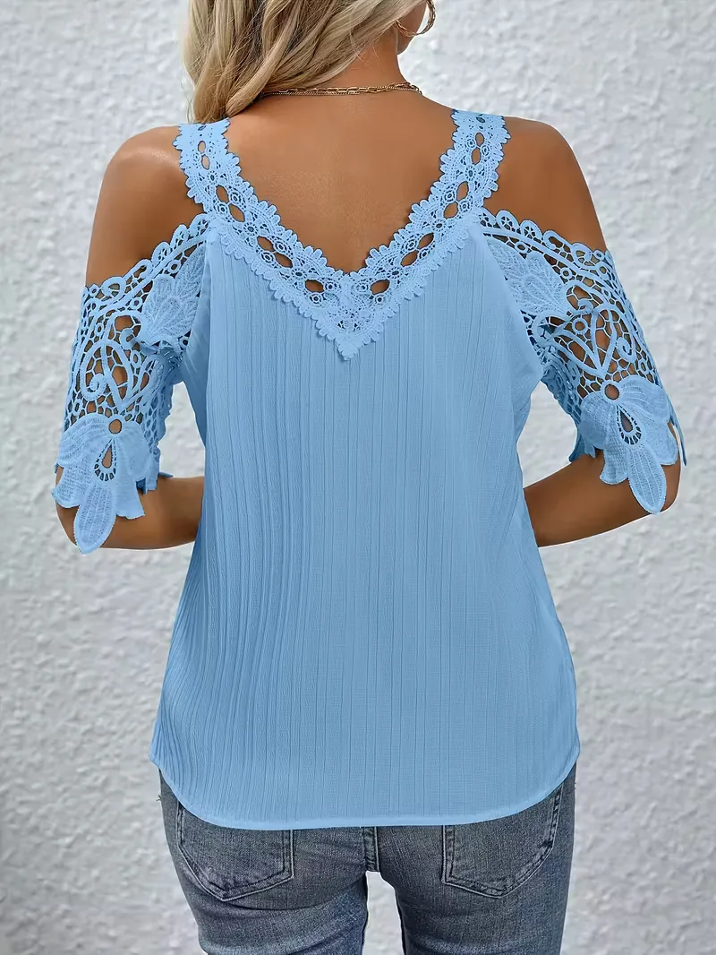 off-shoulder T-shirt met kant - Image 19