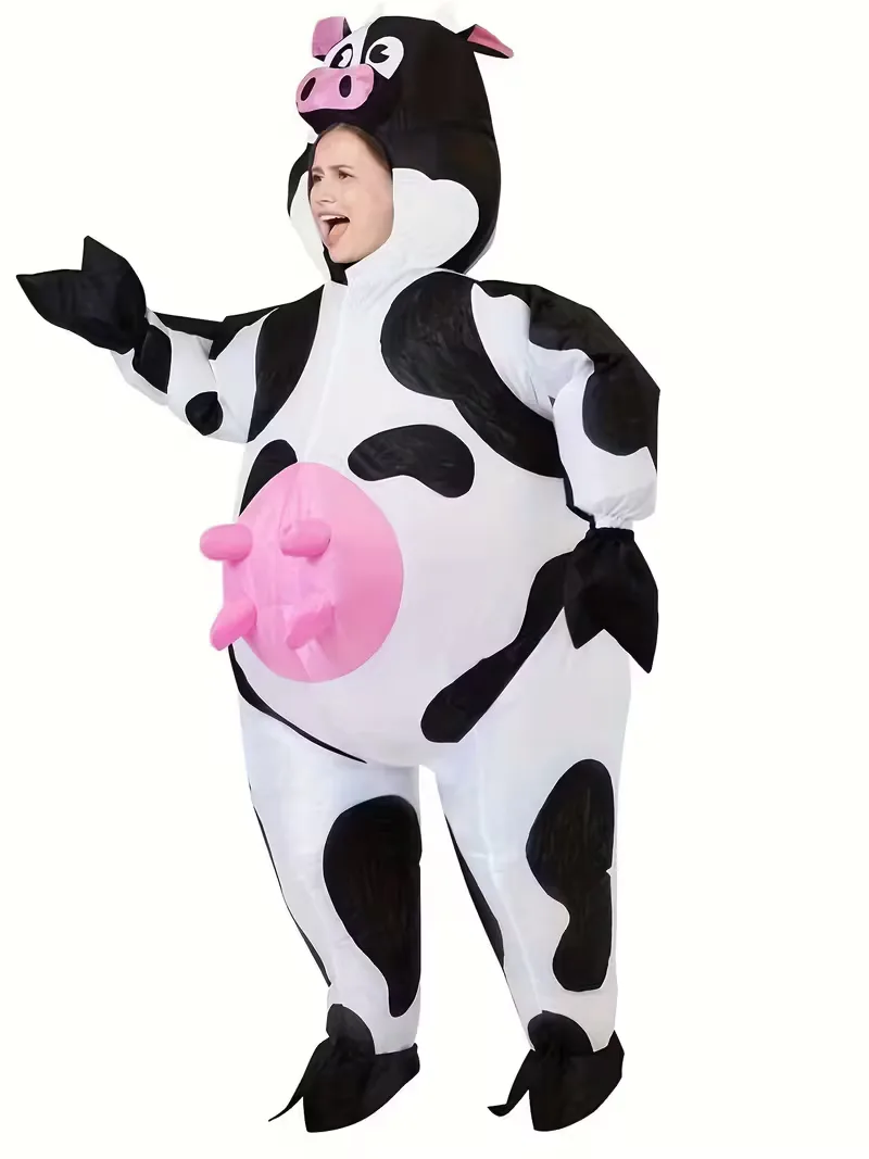 Opblaasbaar carnavals kostuum met koeienpatroon - Image 2