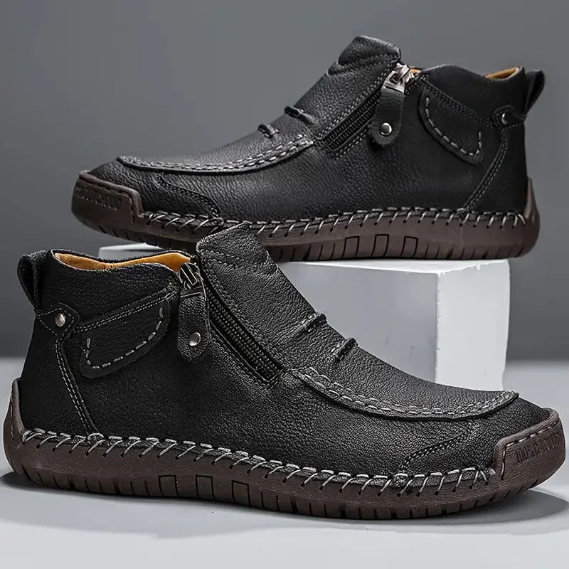 Orthopedische Unisex Leren schoenen met zijrits en rubberen zool - Image 2