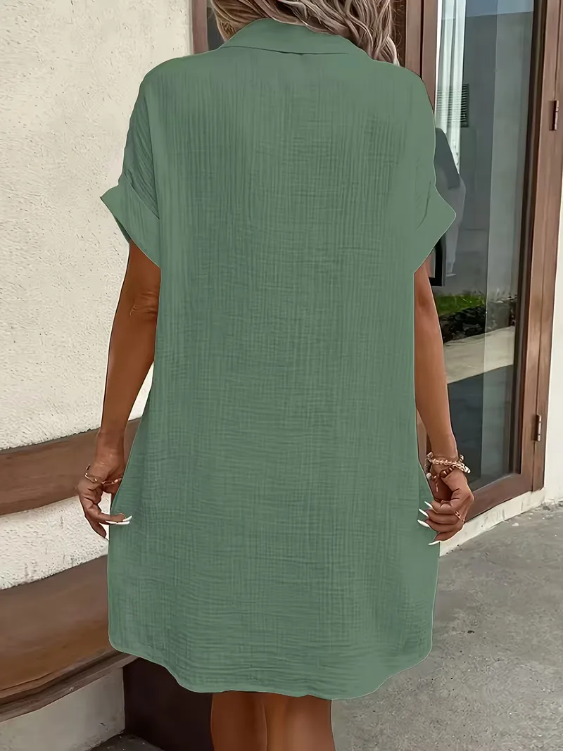 Overhemdjurk met V-neck en korte mouwen - Image 12