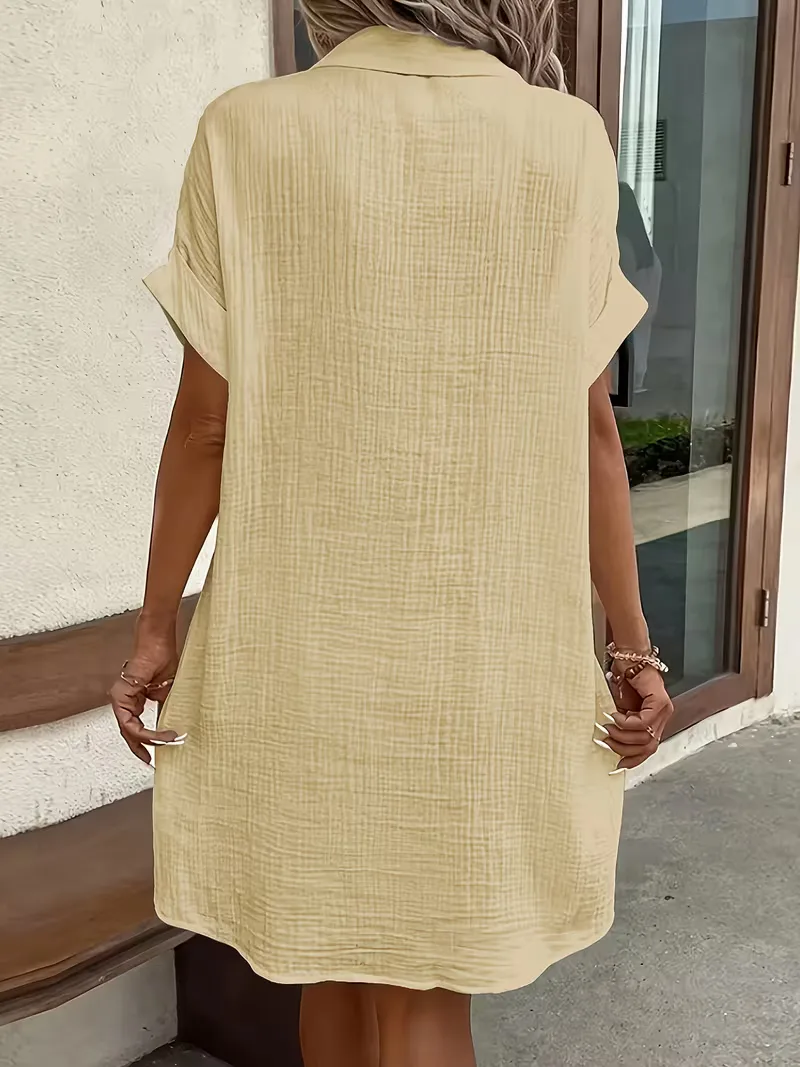 Overhemdjurk met V-neck en korte mouwen - Image 17
