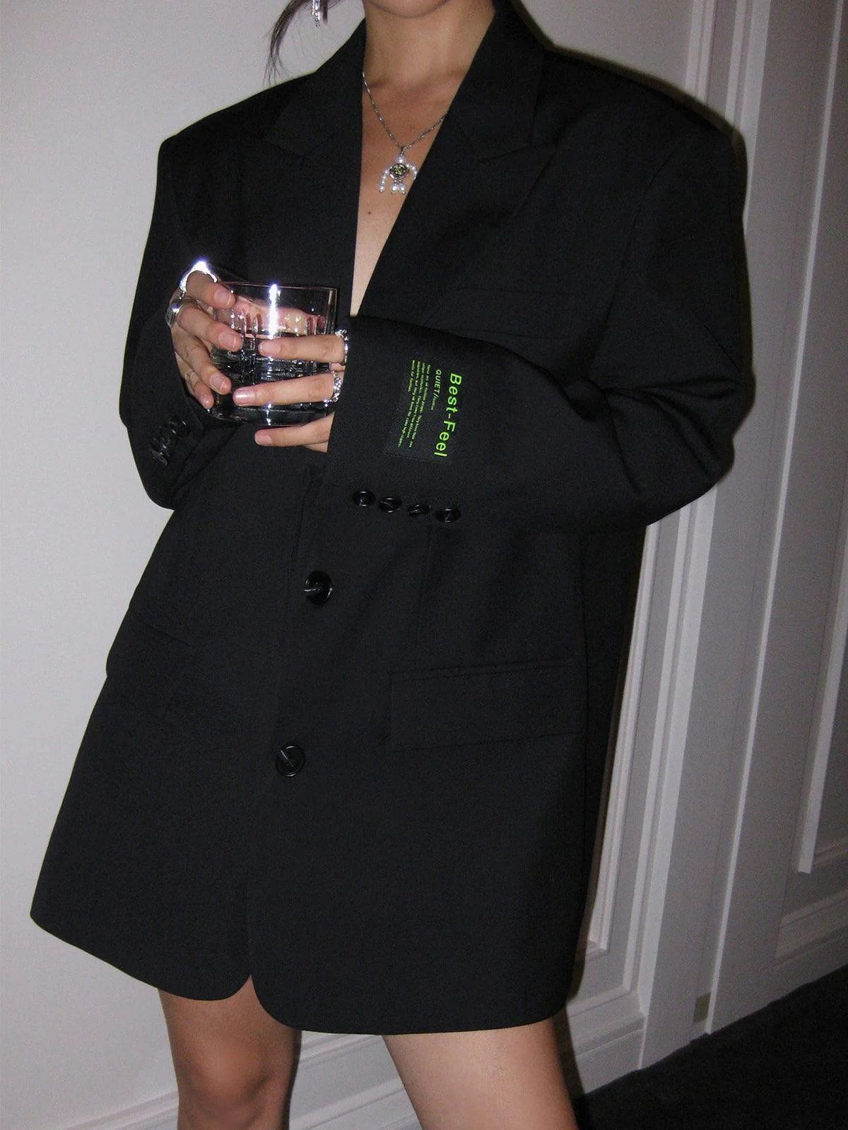 Oversized lange blazer met reverskraag - Image 10