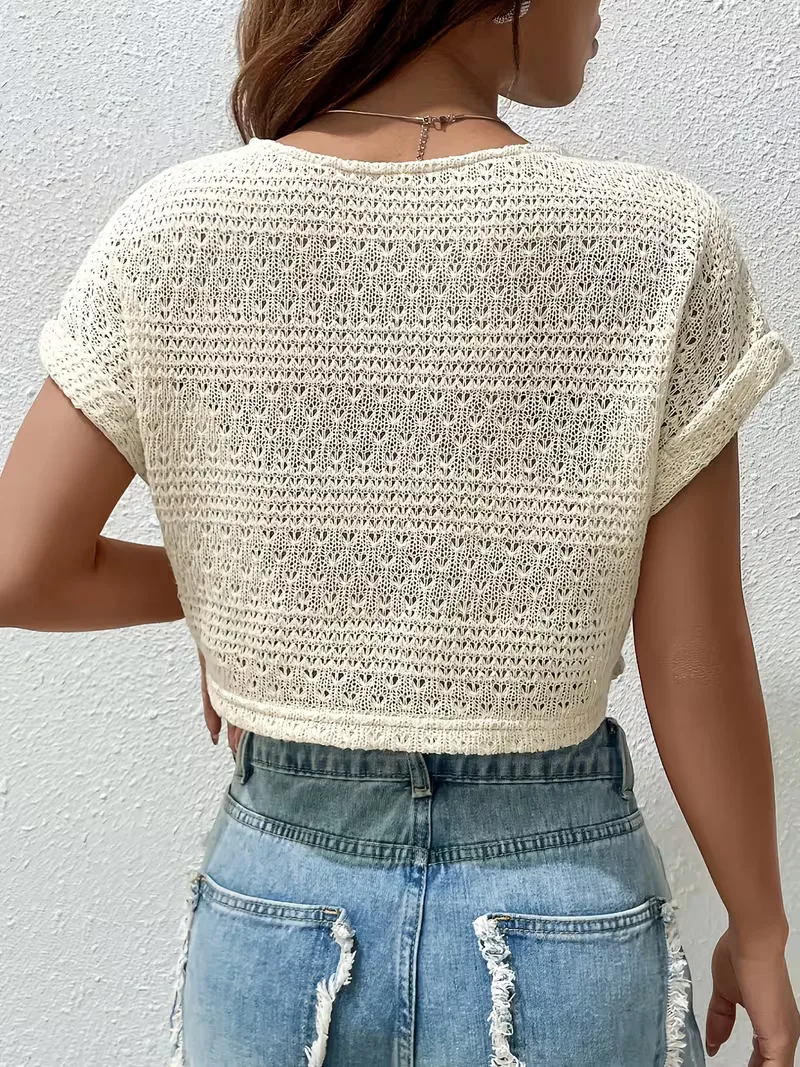 Oversized T-shirt met crochet patroon - Image 5