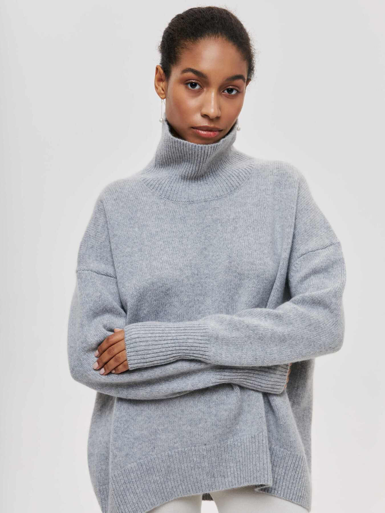 Oversized trui met hoge col en ribgebreide afwerking - Image 5