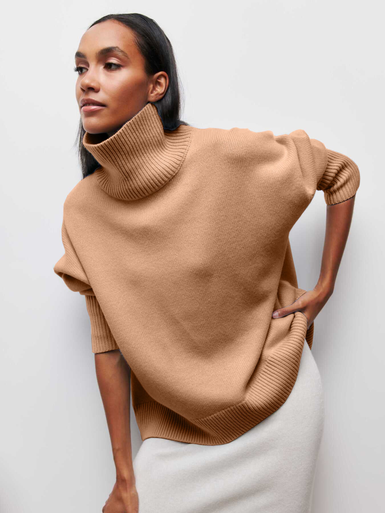 Oversized trui met hoge col en ribgebreide afwerking - Image 8