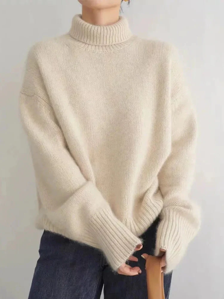 Oversized trui met hoge rolkraag van cashmere - Image 3