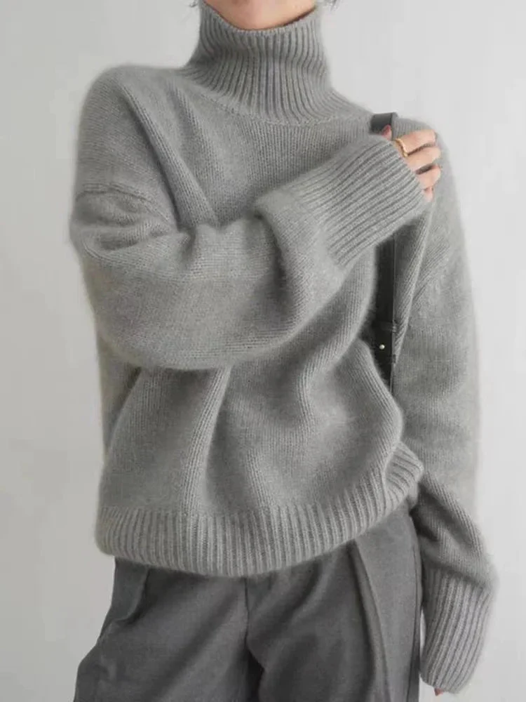Oversized trui met hoge rolkraag van cashmere - Image 4
